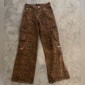 True Religion. Bebe Brown Leopard Print Women's Jeans Overalls